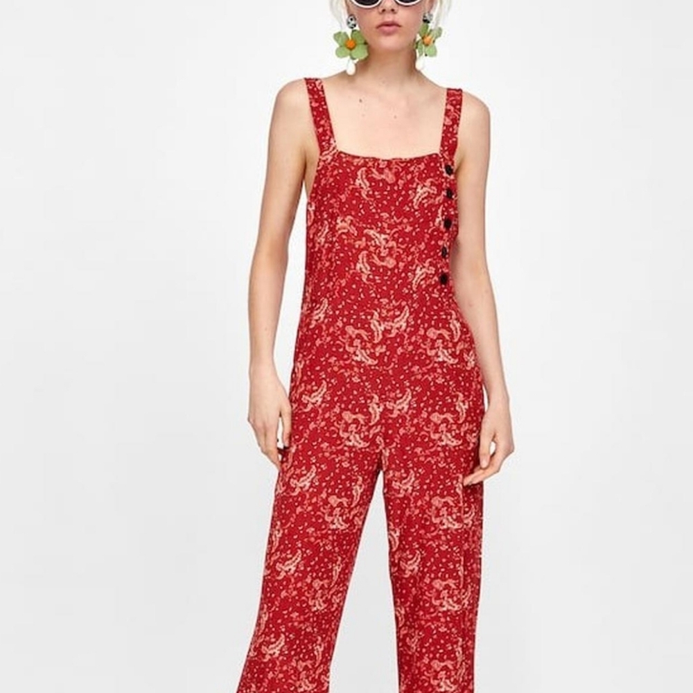 Zara Paisley Sleeveless Jumpsuit, nwt - Picture 1 of 12